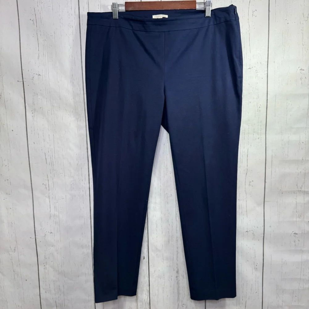 Eileen Fisher Organic Cotton Pants Navy Pull On Minimalist Luxe Quiet Luxury